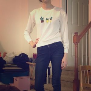 White Sweater with little cute cacti